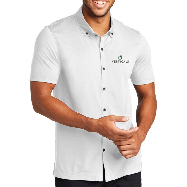 i3Verticals Embroidered - Stretch Pique Full Button Polo Thumbnail