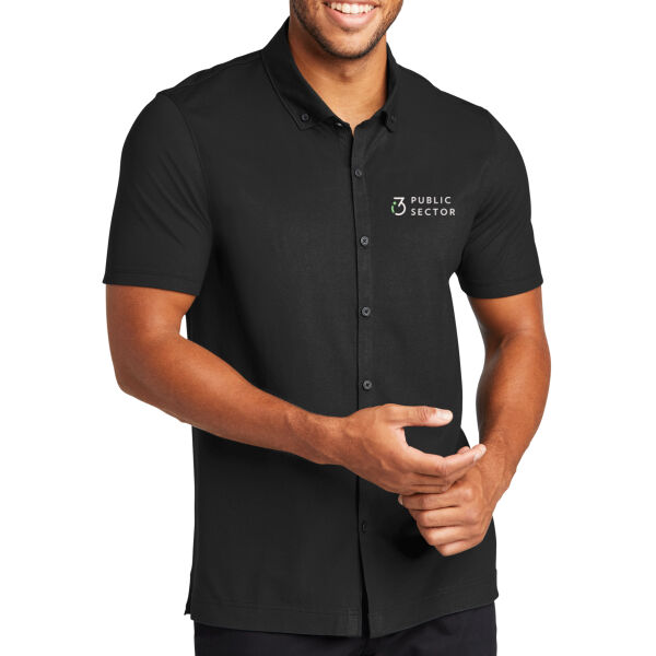 i3 Verticals Public Sector Embroidered - Stretch Pique Full Button Polo Thumbnail