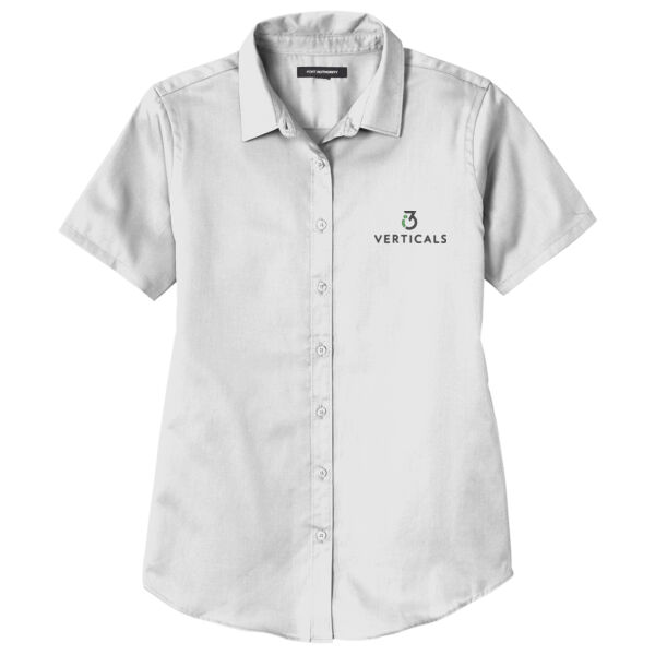 i3 Verticals Embroidered - Ladies Short Sleeve SuperPro React Twill Shirt Thumbnail