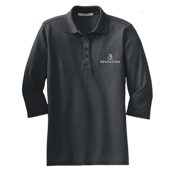 i3 Verticals Education Embroidered - Ladies Silk Touch 3/4 Sleeve Polo Thumbnail