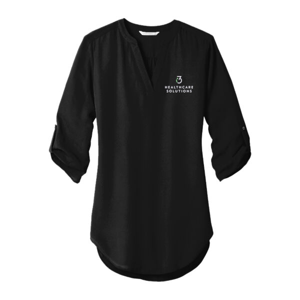 i3 Verticals Healthcare Solutions Embroidered - Ladies 3/4 Sleeve Tunic Blouse Thumbnail