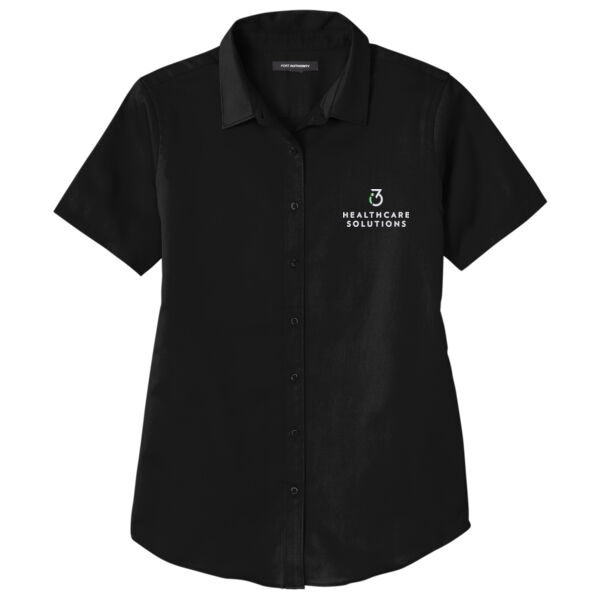 i3 Verticals Healthcare Solutions Embroidered - Ladies Short Sleeve SuperPro React Twill Shirt Thumbnail