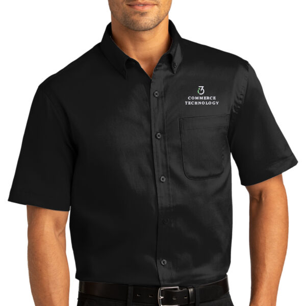 i3 Verticals Commerce Solutions Embroidered - Short Sleeve SuperPro React Twill Shirt Thumbnail