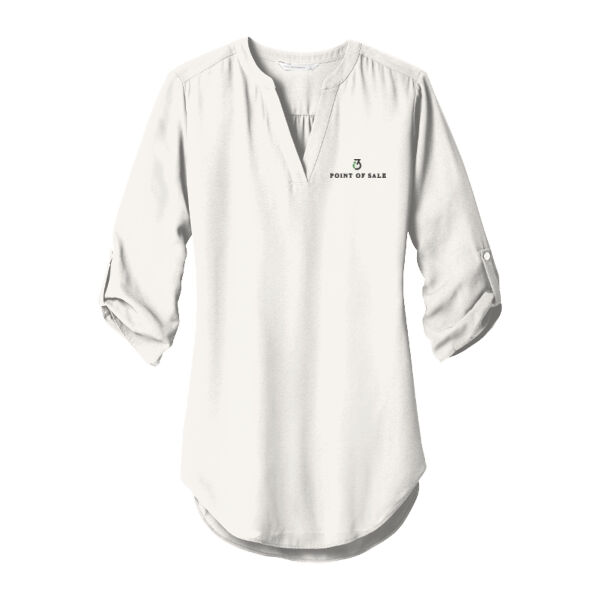 i3 Verticals POS Embroidered - Ladies 3/4 Sleeve Tunic Blouse Thumbnail