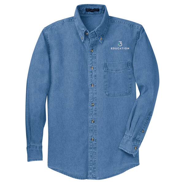i3Verticals Education Embroidered - Tall Long Sleeve Denim Shirt Thumbnail