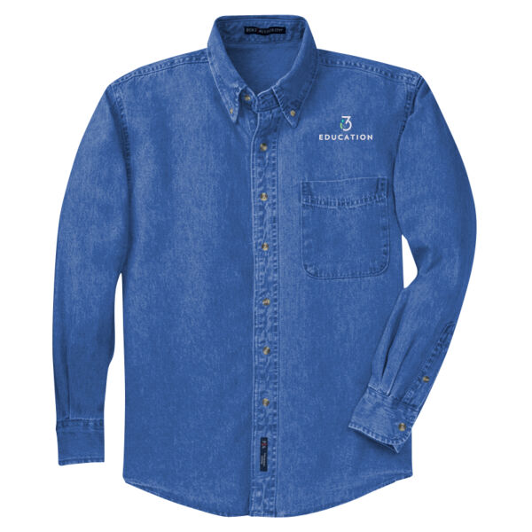 i3Verticals Education Embroidered - Long Sleeve Denim Shirt Thumbnail